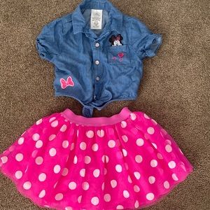 Minnie Mouse crop top and tulle skirt. Authentic from Disney Store.